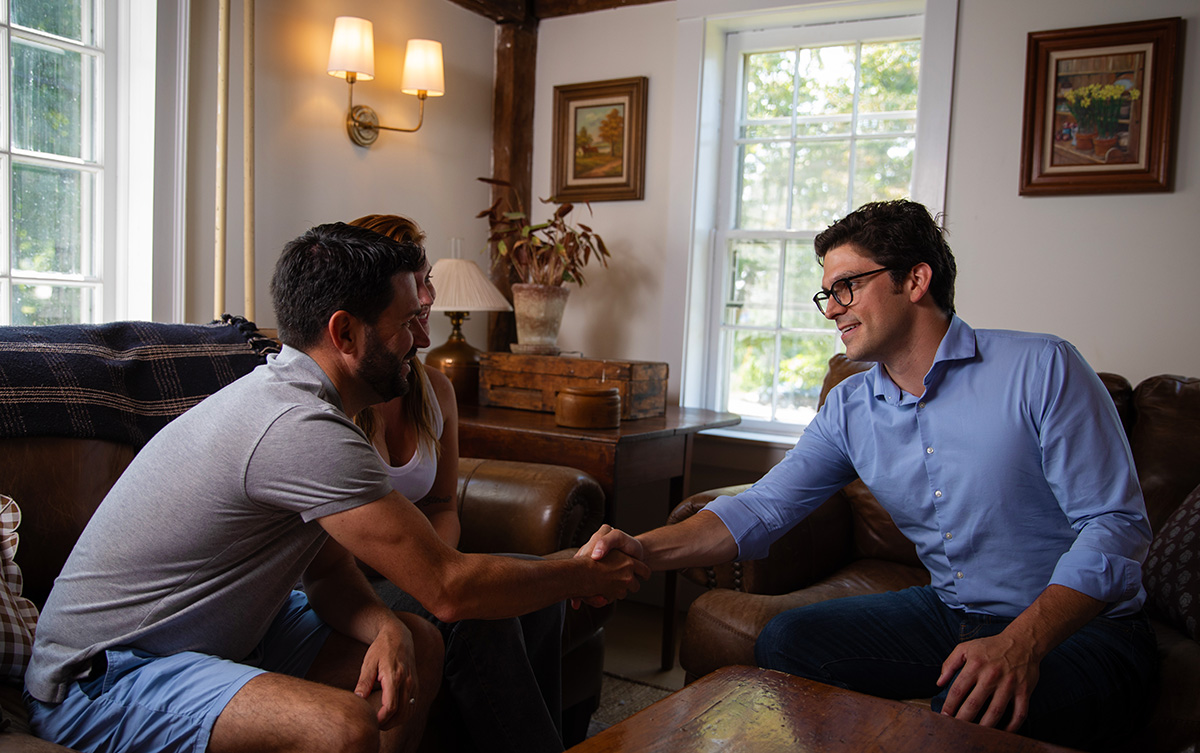 Ryan Fazio meeting with Connecticut residents